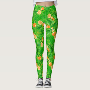 Legging Laranjas e folhas tropicais