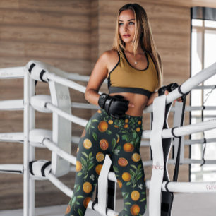 Legging Laranjas, Fruta Preta, Padrão   Leguminosas