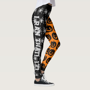 Legging Laranjas Legais e Aranhas e Abóboras Pretas