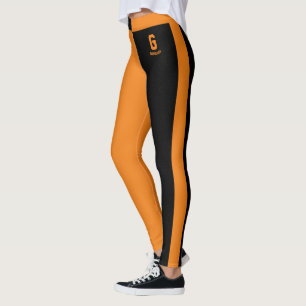 Legging Laranjas Listras Laranja Monograma Preta Personali