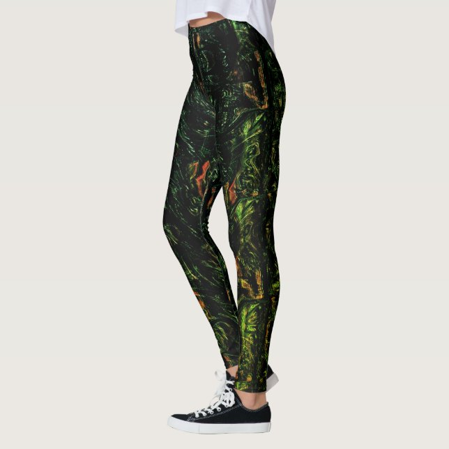 Legging Latido de árvore sob vidro martelado verde (Esquerda)