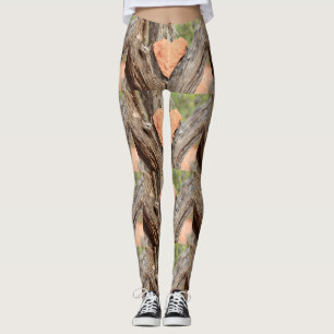 Legging latido de árvore vermelho dos corações da rocha