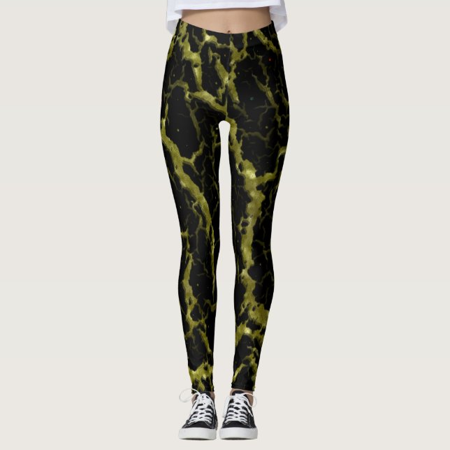 Legging Lava de espaço rachada - Dourada brilhante (Frente)
