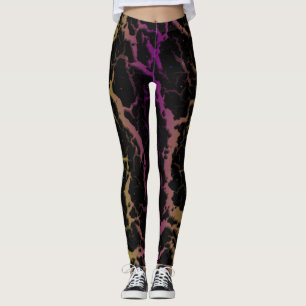 Legging Lava de espaço rachada - Limão/Roxo