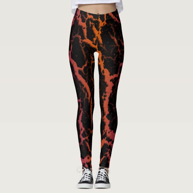 Legging Lava de Espaço Rachada - Roxo/Laranja (Frente)