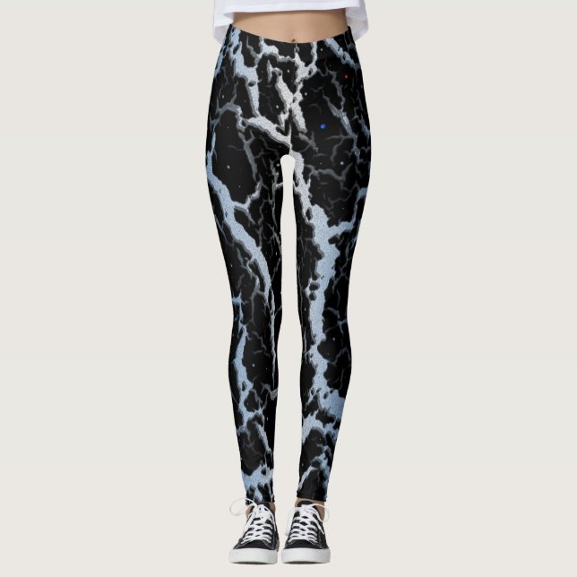 Legging Lava do espaço rachado - Azul/Branco (Frente)