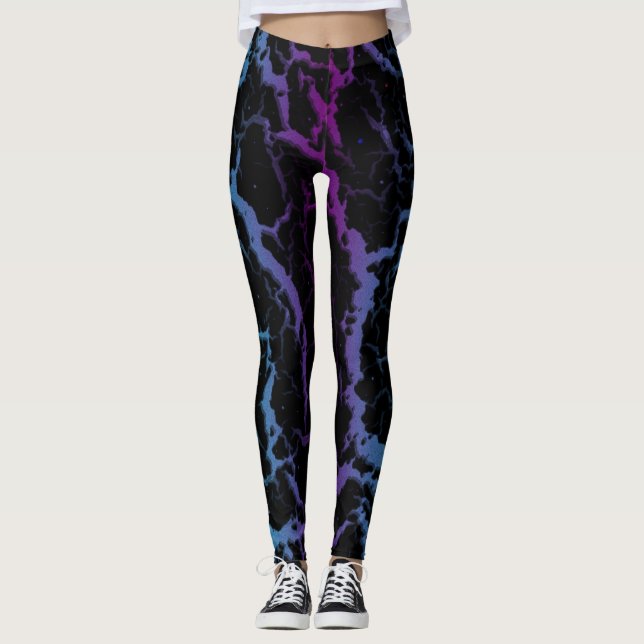 Legging Lava Espacial Rachada - Ciano/Roxo (Frente)