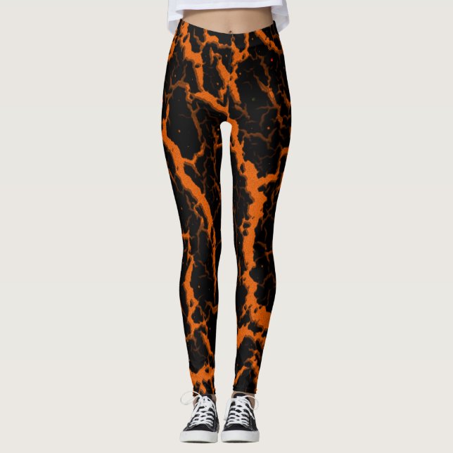 Legging Lava Espacial Rachada - Laranja (Frente)