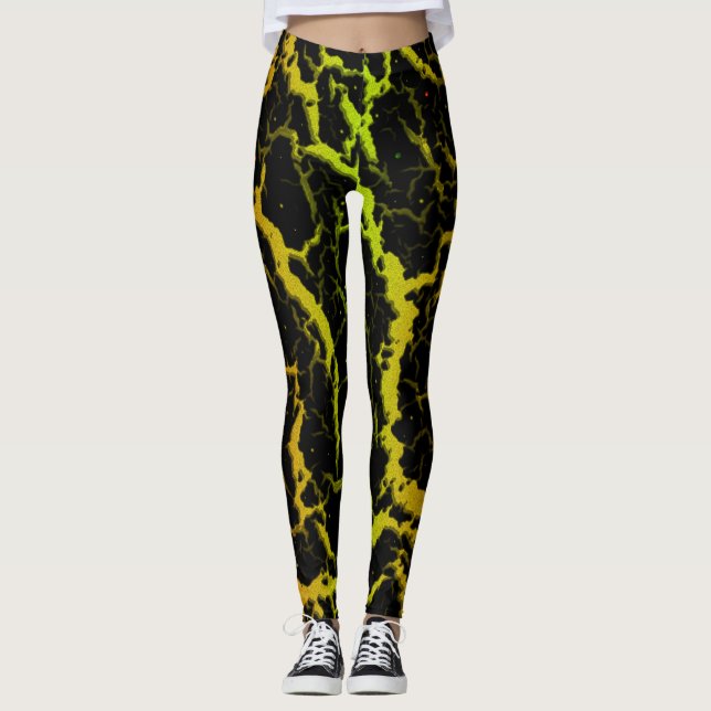 Legging Lava Espacial Rachada - Laranja/Lima (Frente)