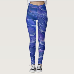 Legging Lavanda Azul Muito Peri Marble AcryAbstrato 