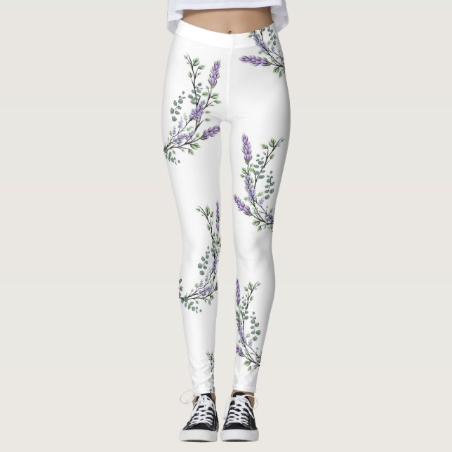 Legging Lavanda de aquarela elegante Eucalyptus (Frente)