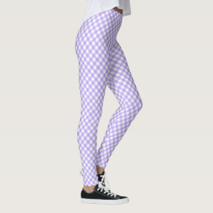 Legging Lavanda Diagonal e Quadro de Verificação Branco