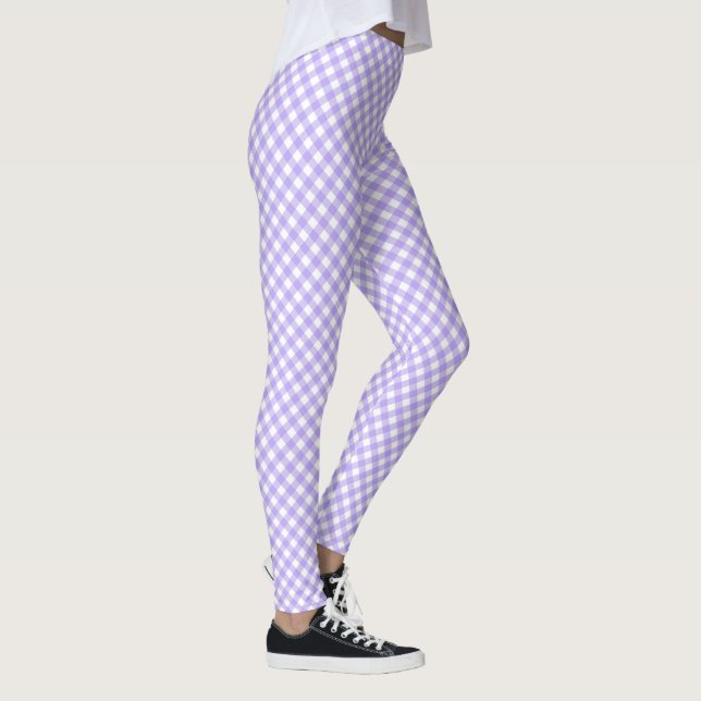 Legging Lavanda Diagonal e Quadro de Verificação Branco (Direita)