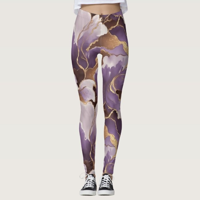 Legging lavanda e dourado abstratos (Frente)