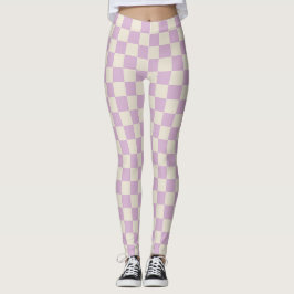 Legging Lavanda e quadro de verificação branco desligado