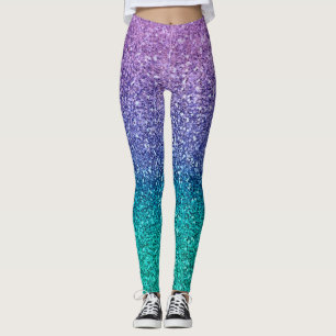 Legging Lavanda Purple & Teal Aqua Verde Brilhante