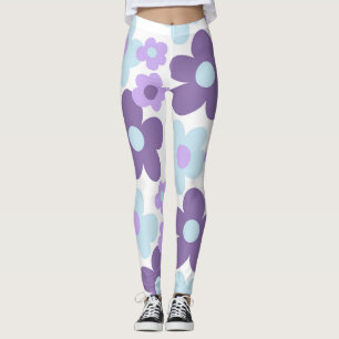 Legging Lavanda Roxa, margarida Azul, Sonho Retroativo #1