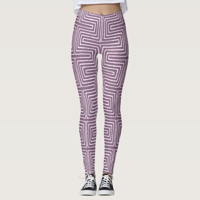 Legging Lavanda Roxo e Branca de Mata Africana (Frente)