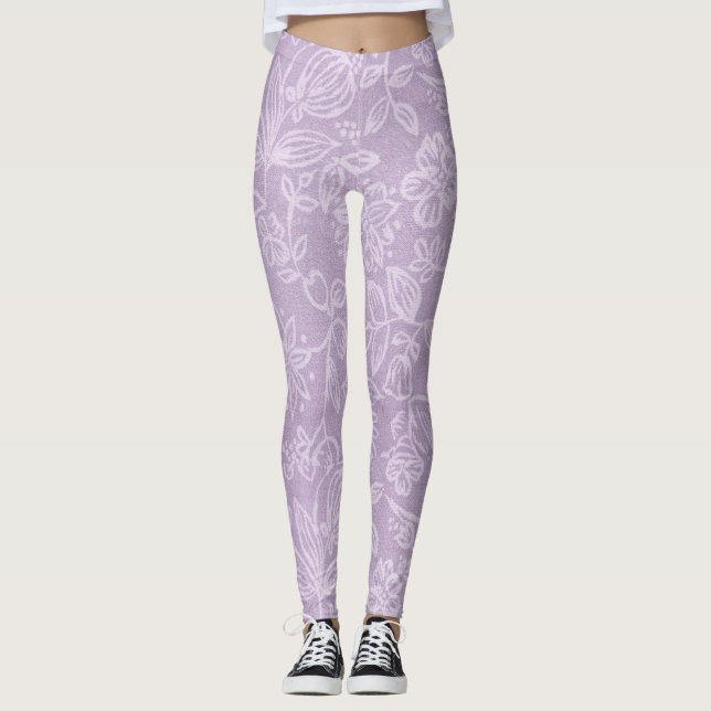 Legging Lavandas Flores Pernas Roxas (Frente)