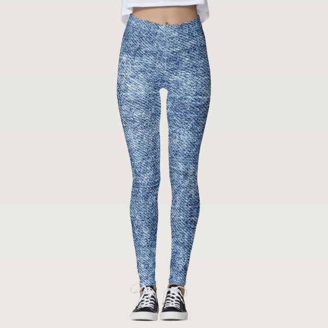 Legging Lave com ácido o denim azul, textura próxima. (Frente)