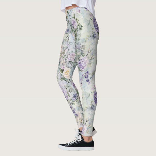 Legging Lavender Purple Cream Romantic Floral (Esquerda)
