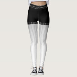 Legging LavishlyOn Denim & Lace Shorts Black & White