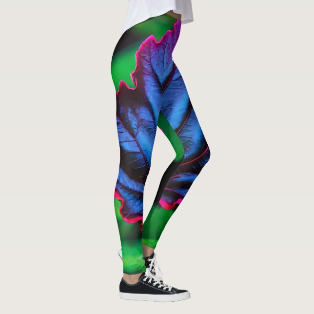 Legging Leafy Neon Blue em Verde vívido (Direita)
