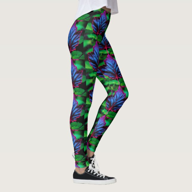 Legging Leafy Neon Blue em Verde vívido (Direita)