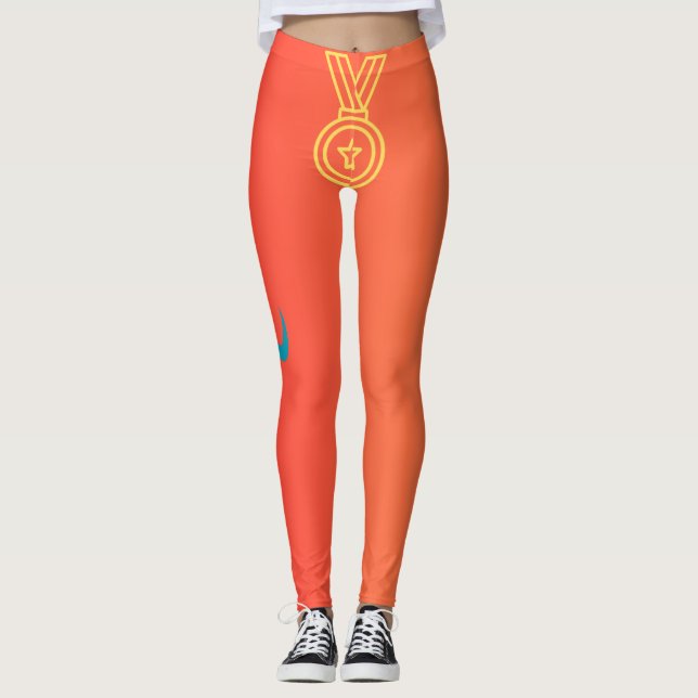 Legging Legagem da Medalha Inspirada na Olimpiadas do Espí (Frente)