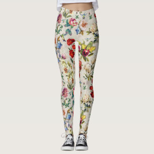 Legging Legagem de Criação de Aquarelas Florais Da Era Vit