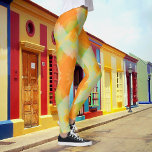 Legging Legagem Geométrica Floral Sunny<br><div class="desc">Uma legenda design moderna com um design geométrico amarelo ensolarado, laranja e verde. Ótimo para primavera ou verão! Você pode girar o design e muito mais.</div>