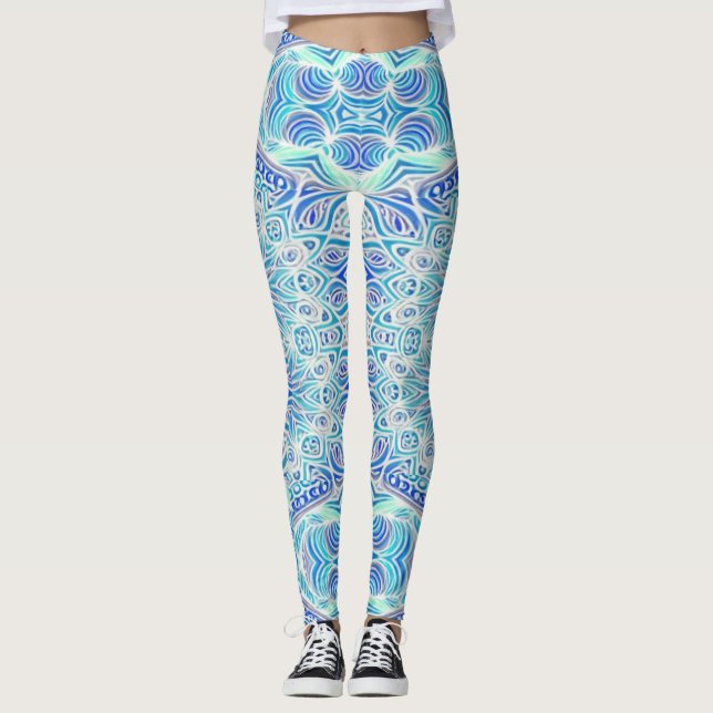 Legging Legagem "Ratti_Creative_Arts" de tendência azul-br (Frente)