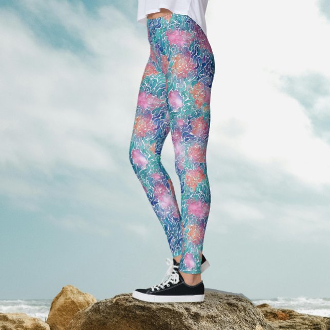 Legging Legal Artsé Colorida Turquesa Oceânica Aquarela (Criador carregado)