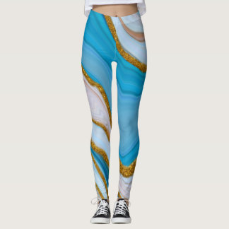 Legging Legal Blue e Dourado Marble Look Yoga