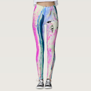 Legging Legal Blue & Fuchsia Paint Stripes Abstrato