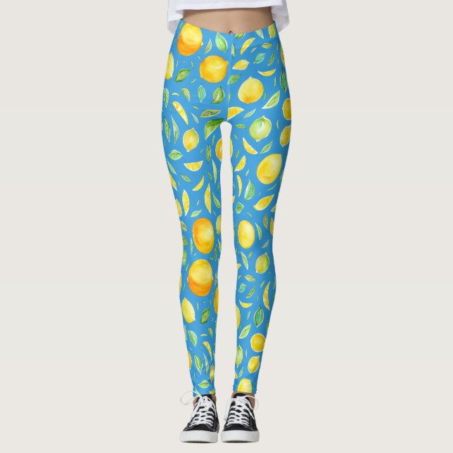 Legging Legal Citro No Padrão De Aquarela Turquesa (Frente)