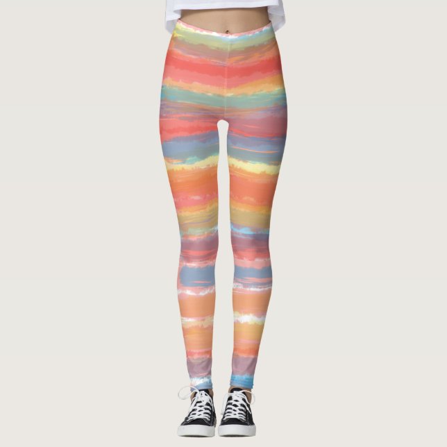 Legging Legal Cor-de-rosa - Estrias Azuis Amarelas (Frente)