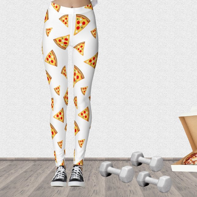 Legging Legal e divertido padrão de fatias de pizza em bra (Stand out in the gym with our cool fun pizza leggings!)