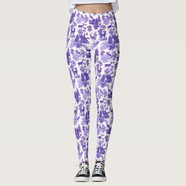 Legging Legal Elegante Periwinkle Blue Deer Toile Francês (Frente)