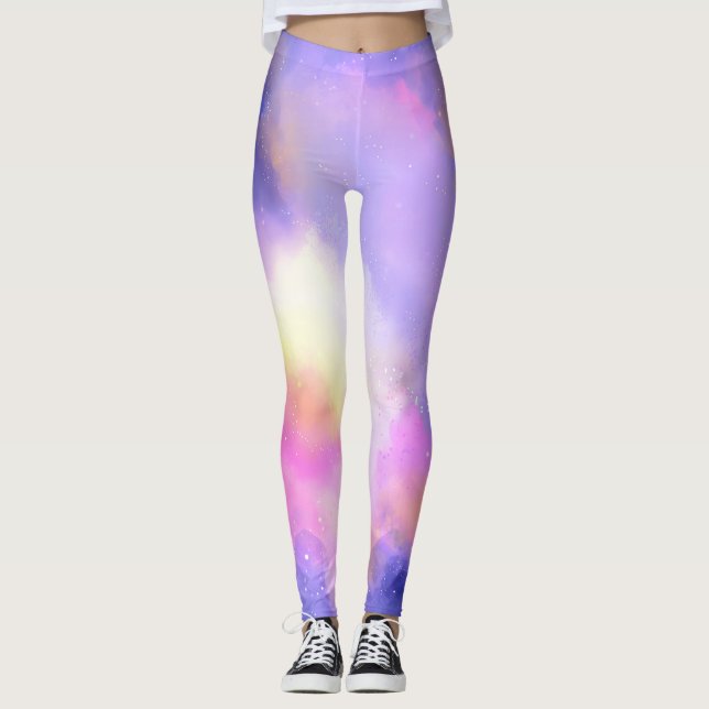 Legging Legal Espaço Surreal Nuvens Aquarela Design (Frente)