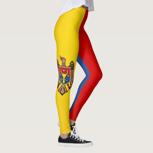 Legging Legal Moda de Bandeira da Moldávia (Direita)