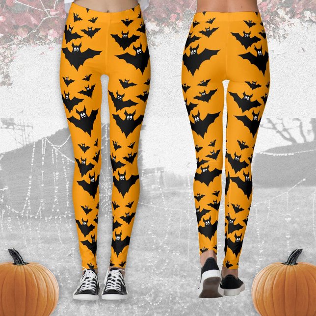 Legging Legal morcegos voadores bonitos de Halloween Preto (Criador carregado)