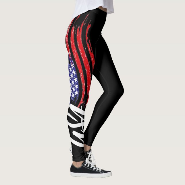 Legging legal negro americano bandeira estadunidense padrã (Direita)
