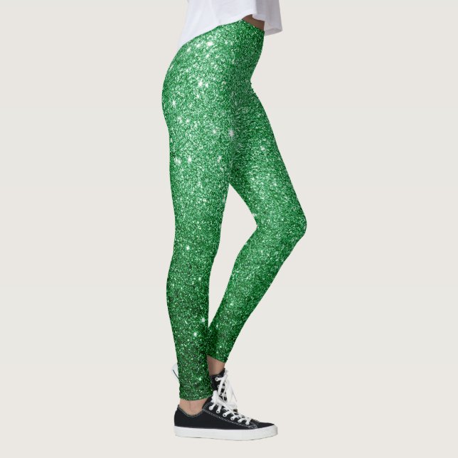 Legging legal padrão de brilho verde-claro (Direita)