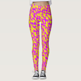 Legging Legal Padrão De Impressão Moderno, Rosa E Amarelo,