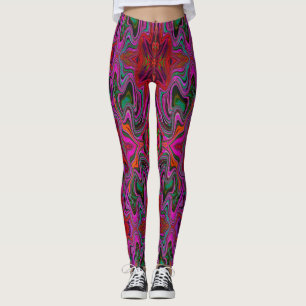 Legging Legal padrão de onda vermelho e verde do trippy m