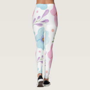 Legging legal padrão floral rosa-quadril feminino branco