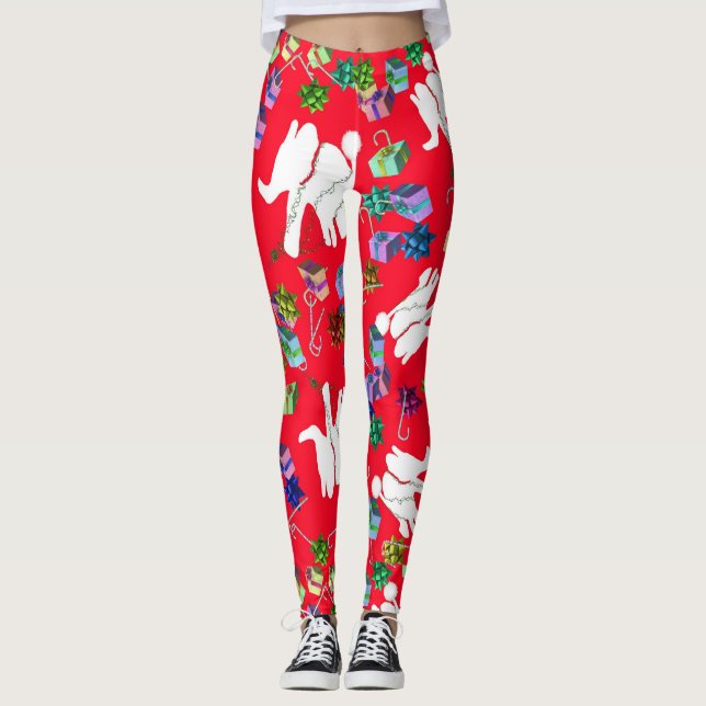 Legging Legal presente de Natal de elefante branco (Frente)
