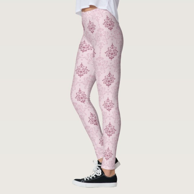 Legging Legal rosa, Red Ornamental Patterings Mulheres (Esquerda)