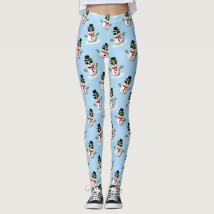 Legging Legal Snowman Padrão azul de inverno